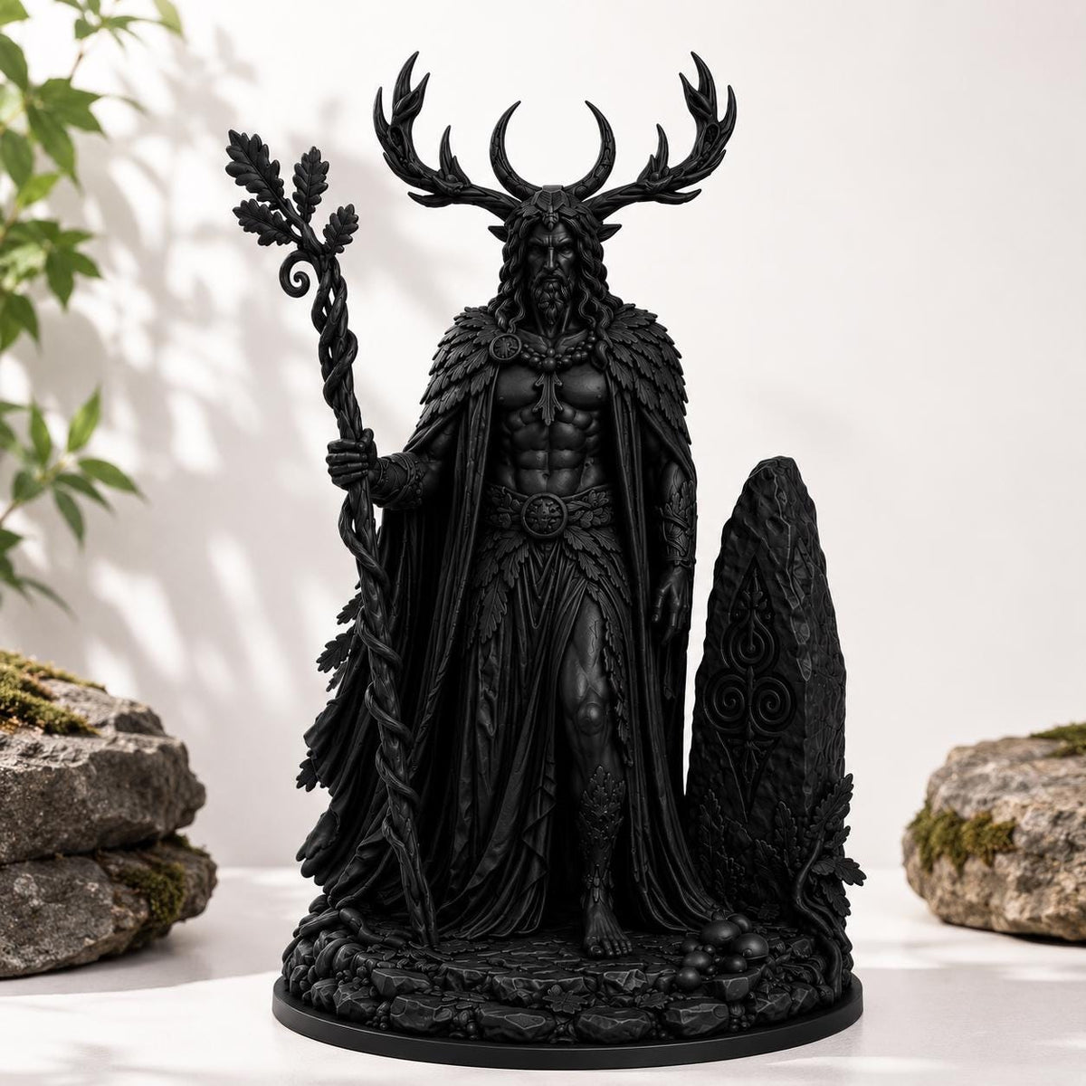 Cernunnos Statue, Horned God Altar Decor, Celtic Pagan Sculpture, Druid Forest God Figure — photo 2