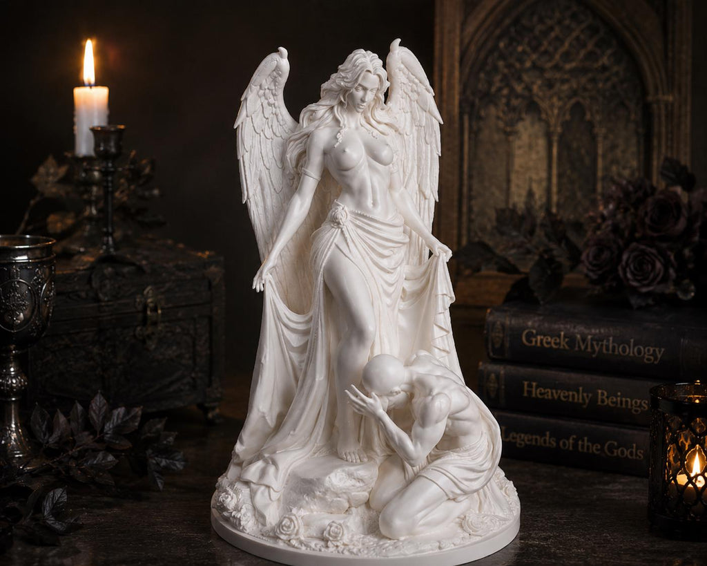 Female Angel Statue, Winged Goddess Sculpture, Divine Feminine Gothic Altar Decor