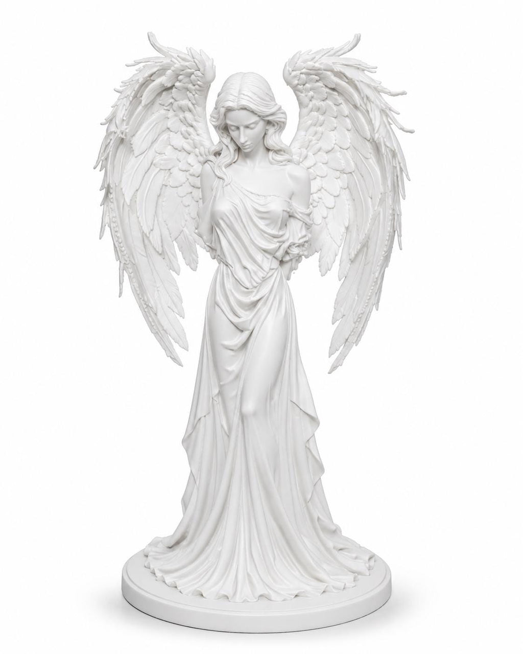 Mourning Angel Statue, White Winged Memorial Sculpture, Gothic Spiritual Decor — photo 4