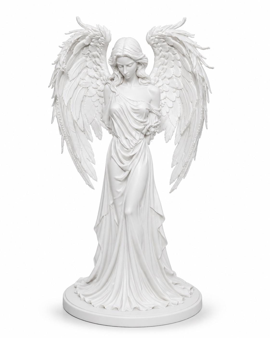 Mourning Angel Statue, White Winged Memorial Sculpture, Gothic Spiritual Decor — photo 4