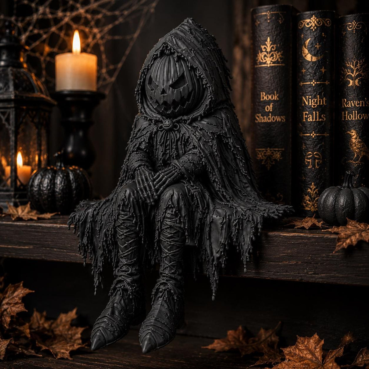 Jack O’ Lantern Shelf Sitter: Gothic Pumpkin Guardian, Spooky Halloween Bookshelf Decor — photo 2