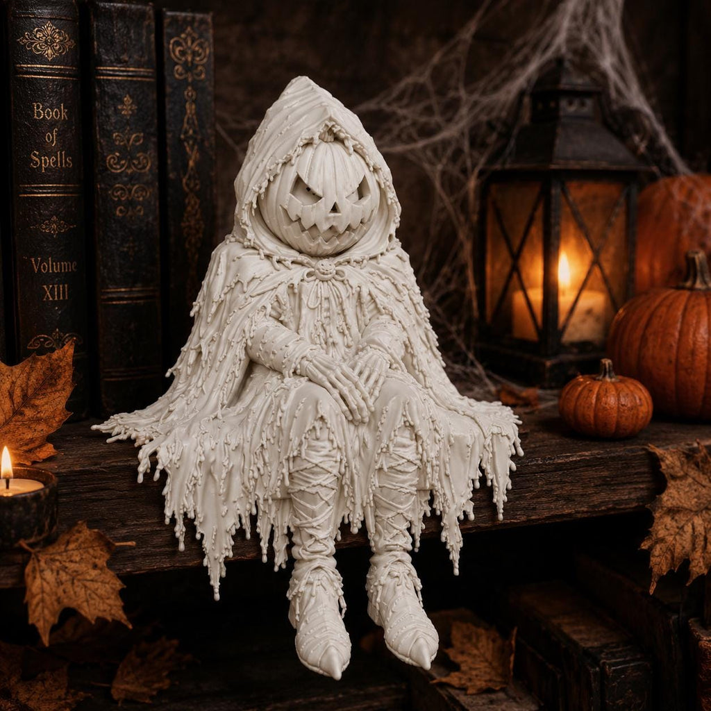 Jack O’ Lantern Shelf Sitter: Gothic Pumpkin Guardian, Spooky Halloween Bookshelf Decor — photo 5