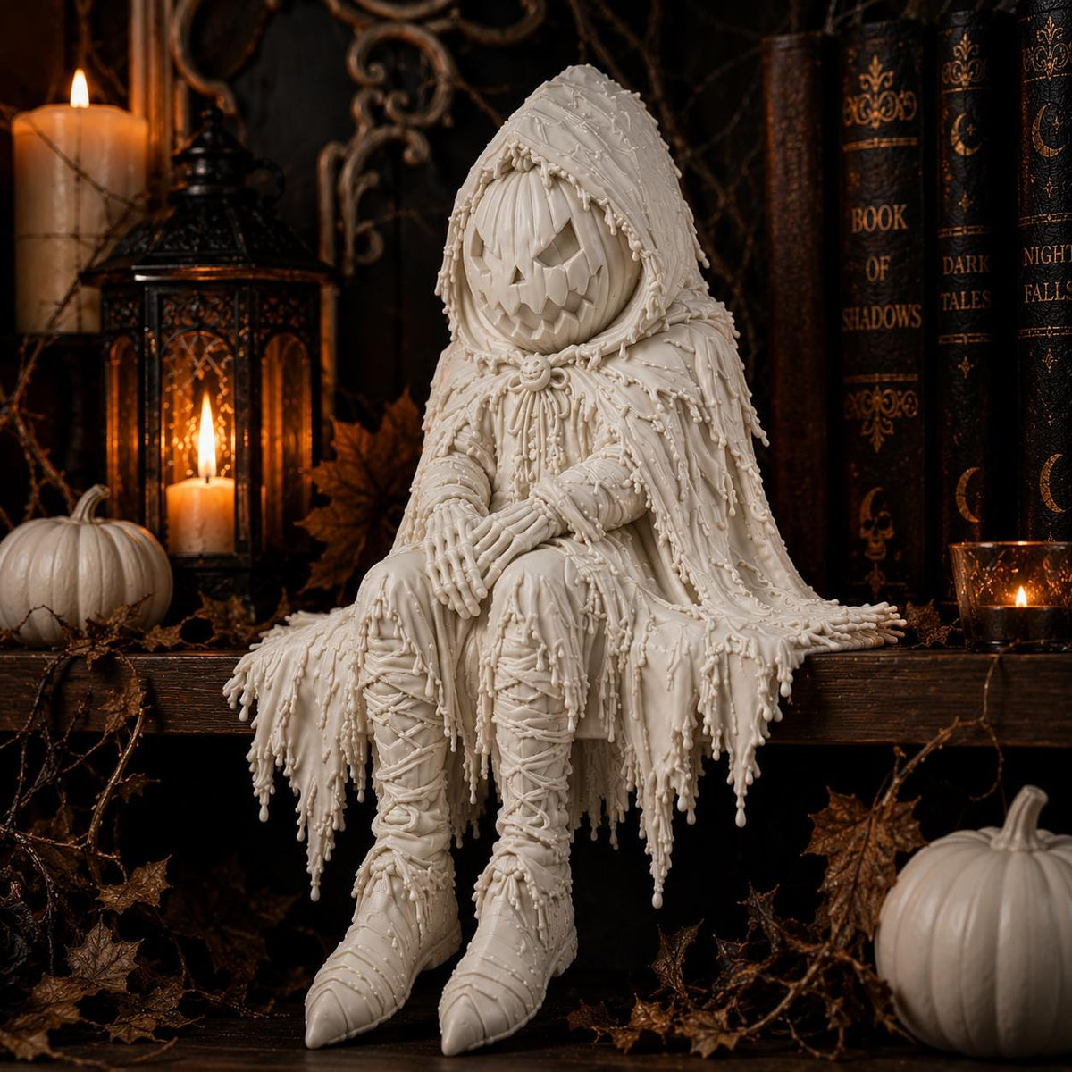 Jack O’ Lantern Shelf Sitter: Gothic Pumpkin Guardian, Spooky Halloween Bookshelf Decor — photo 3