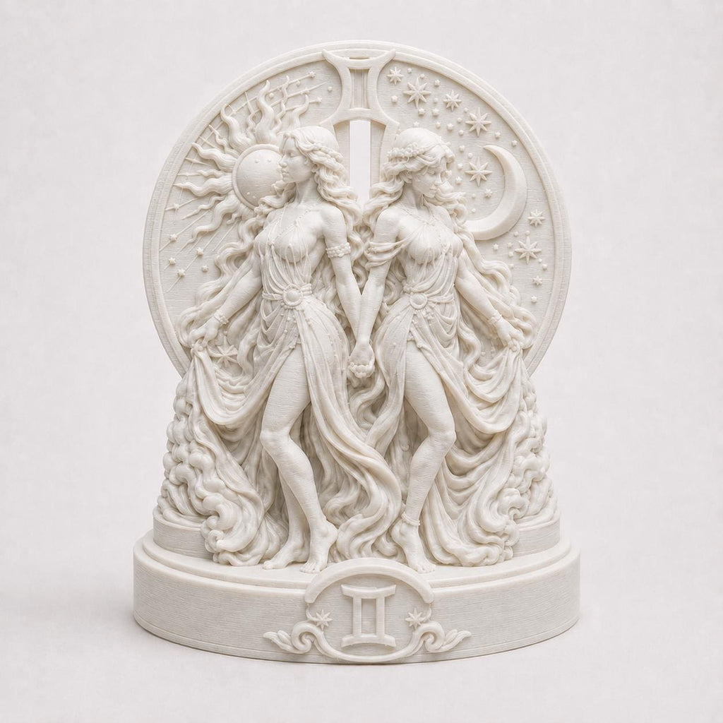 Gemini Zodiac Statue, Twin Goddess Sculpture, Celestial Astrology Decor — photo 3