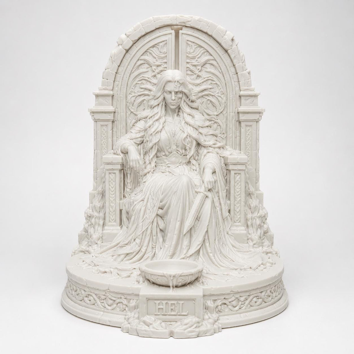 Hel Norse Goddess Statue, Underworld Throne Sculpture, Pagan Altar Decor — photo 4