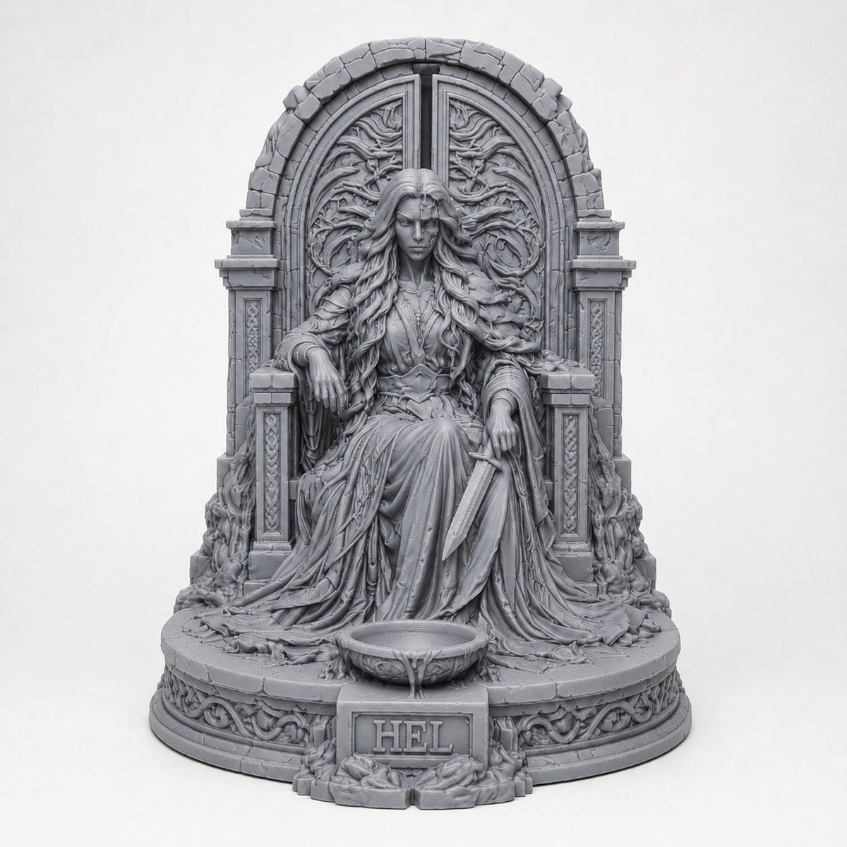 Hel Norse Goddess Statue, Underworld Throne Sculpture, Pagan Altar Decor — photo 5