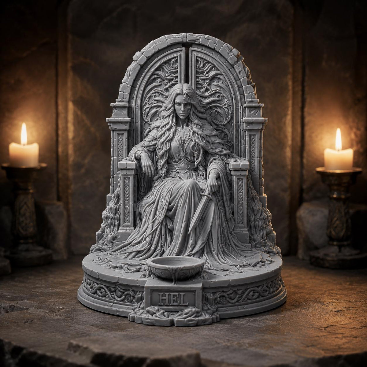 Hel Norse Goddess Statue, Underworld Throne Sculpture, Pagan Altar Decor — photo 2
