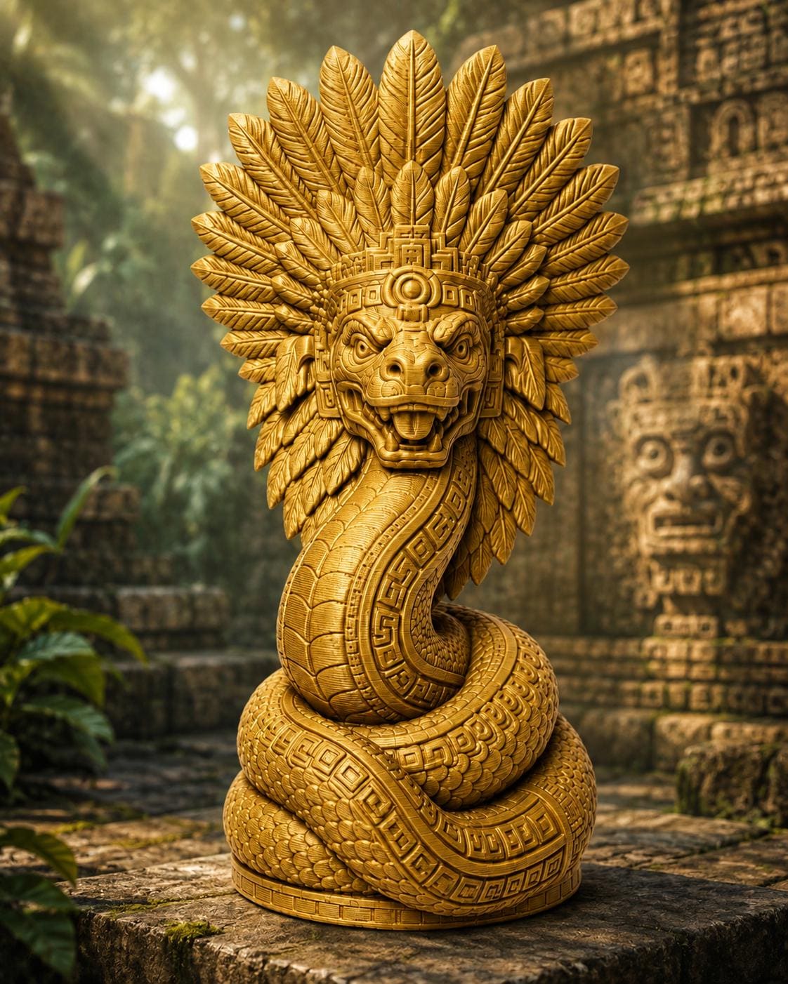 Quetzalcoatl Statue, Feathered Serpent Sculpture, Aztec Mythology Decor, Mesoamerican Art — photo 2