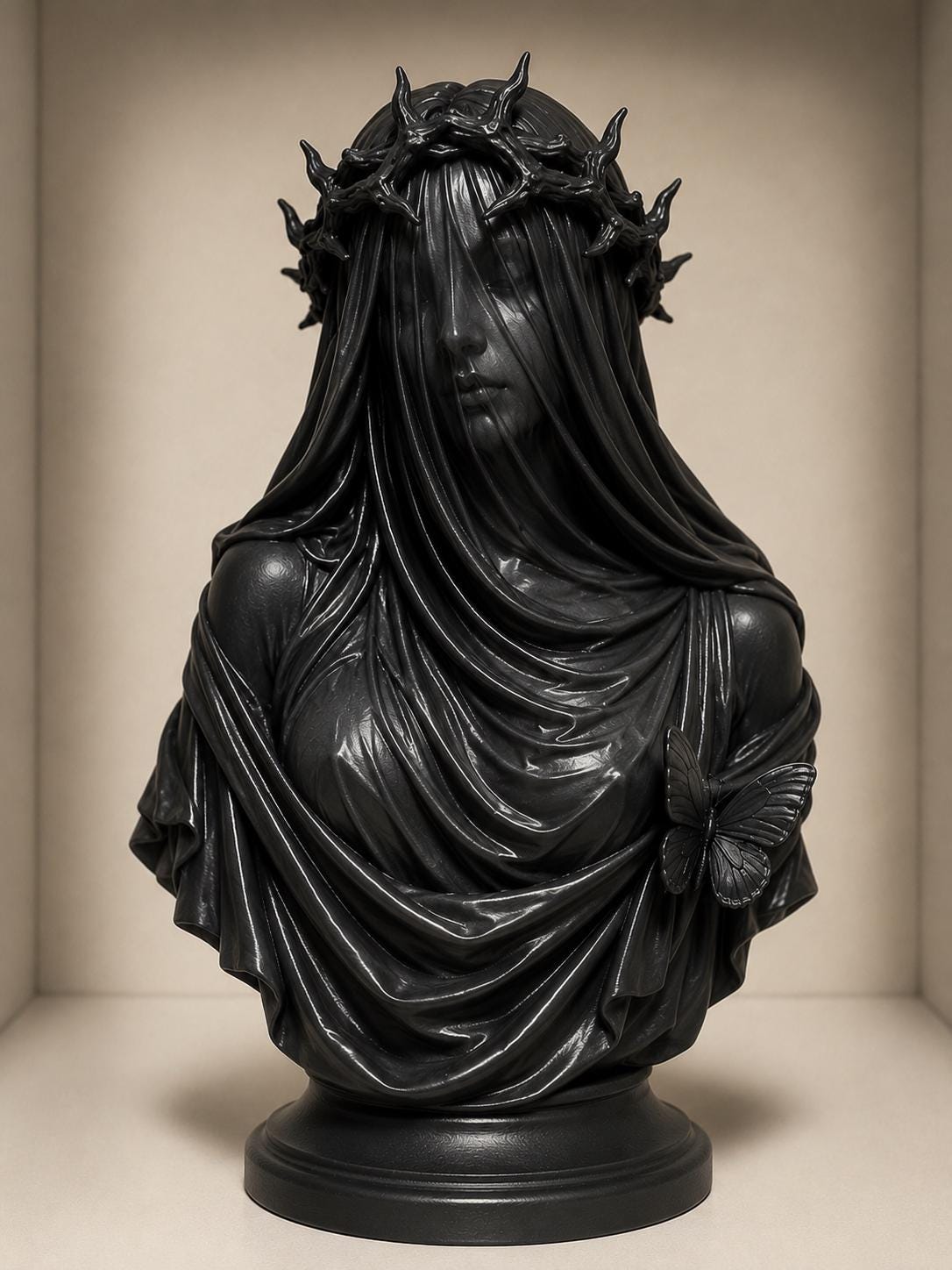 Gothic Veiled Lady Bust, Dark Academia Decor, Veiled Woman Sculpture — photo 3