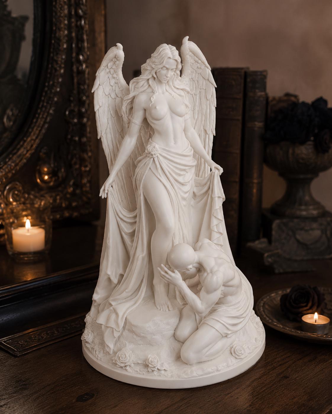 Female Angel Statue, Winged Goddess Sculpture, Divine Feminine Gothic Altar Decor — photo 3