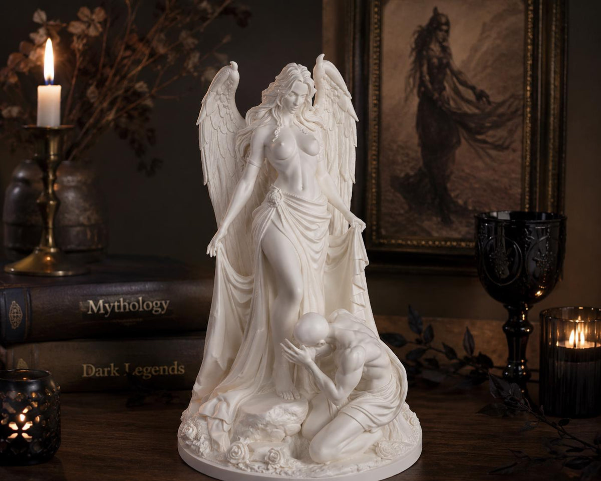 Female Angel Statue, Winged Goddess Sculpture, Divine Feminine Gothic Altar Decor — photo 2