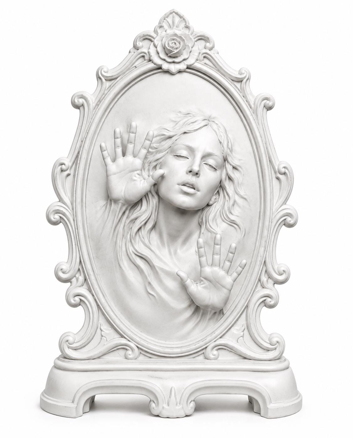 Haunted Mirror Sculpture, Gothic Halloween Decor, Trapped Soul Victorian Statue — photo 4
