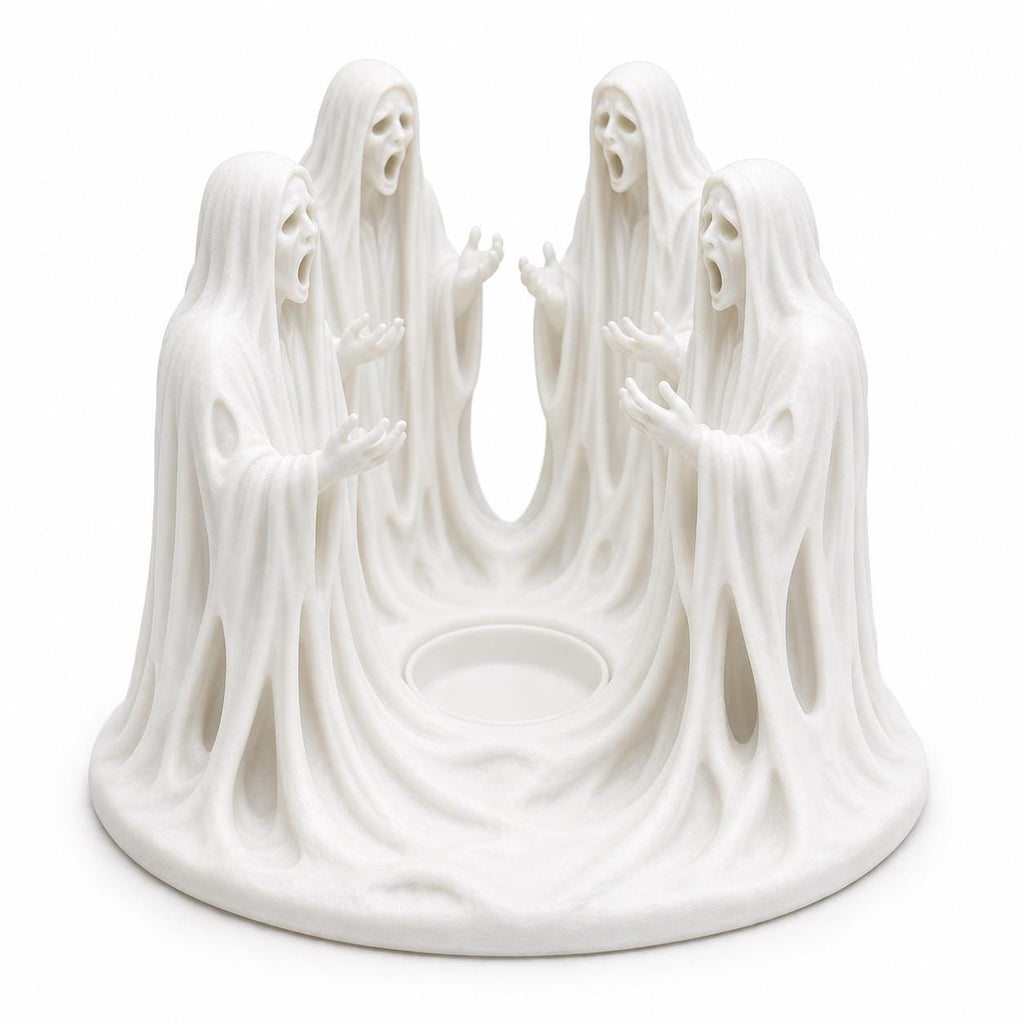 Ghost Tea Light Holder, 8 Inch Wailing Spirits Gothic Halloween Decor — photo 3