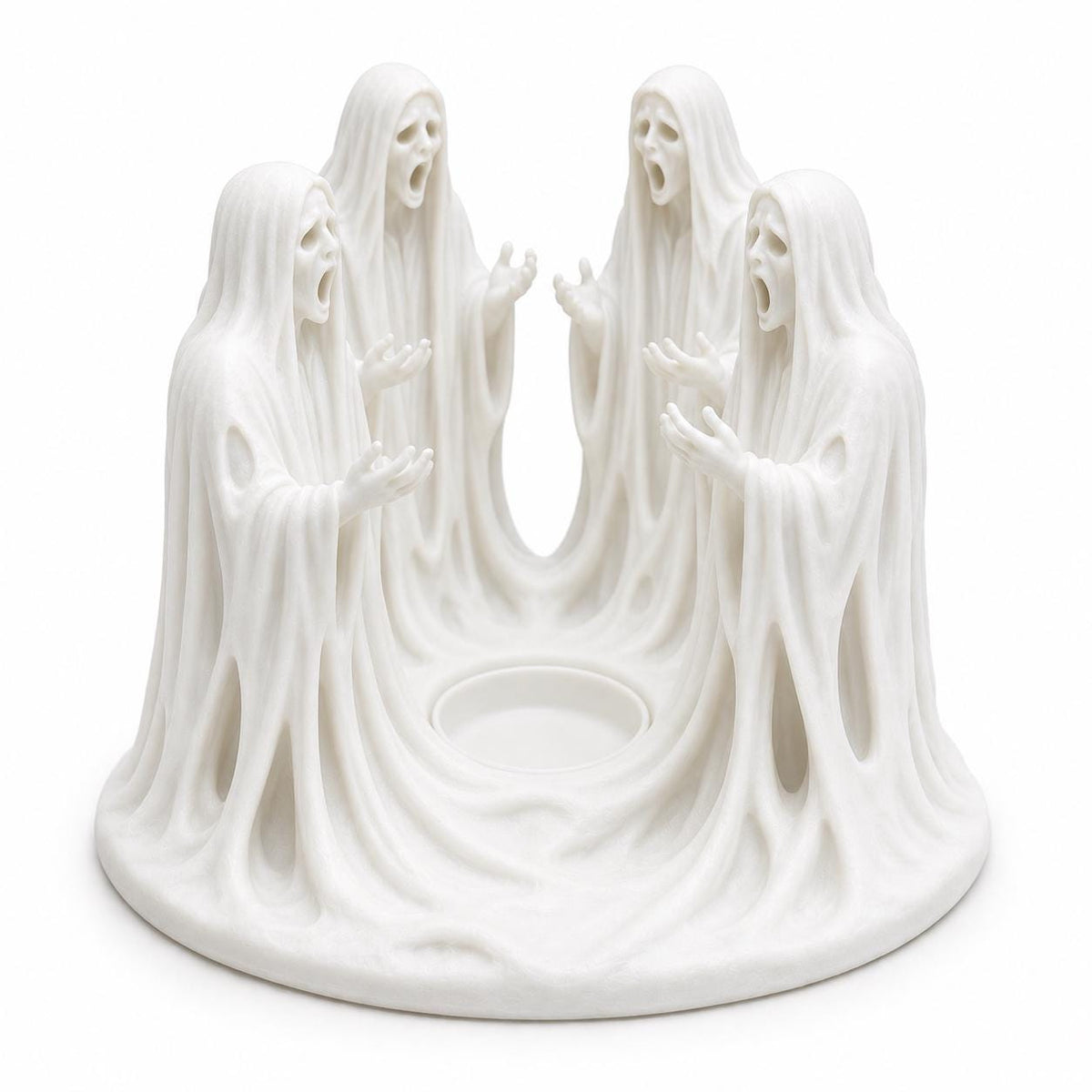 Ghost Tea Light Holder, 8 Inch Wailing Spirits Gothic Halloween Decor — photo 3