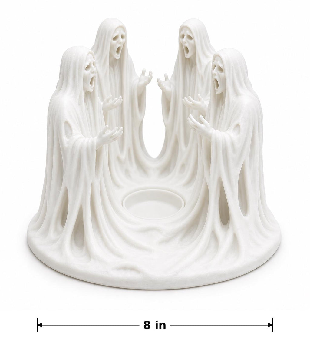 Ghost Tea Light Holder, 8 Inch Wailing Spirits Gothic Halloween Decor — photo 6