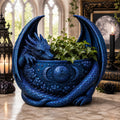 Dragon Planter Pot with Moon Phases, Gothic Fantasy Plant Holder, Celestial Decor — photo 2