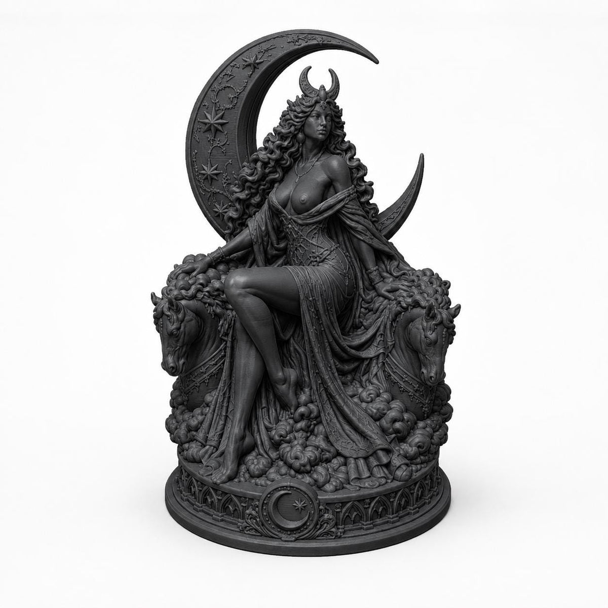 Selene Moon Goddess Statue, Greek Mythology Altar Sculpture, Gothic Celestial Decor — photo 3