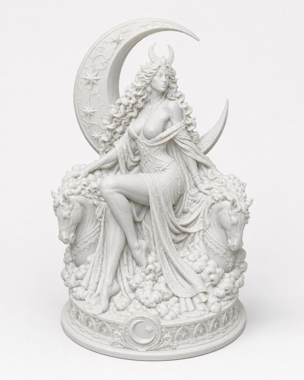 Selene Moon Goddess Statue, Greek Mythology Altar Sculpture, Gothic Celestial Decor — photo 4