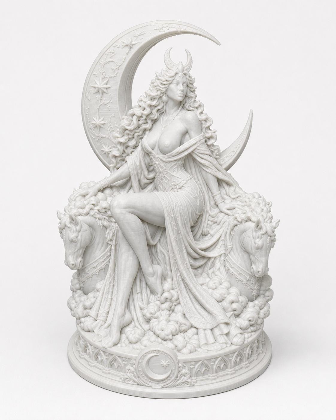 Selene Moon Goddess Statue, Greek Mythology Altar Sculpture, Gothic Celestial Decor — photo 4