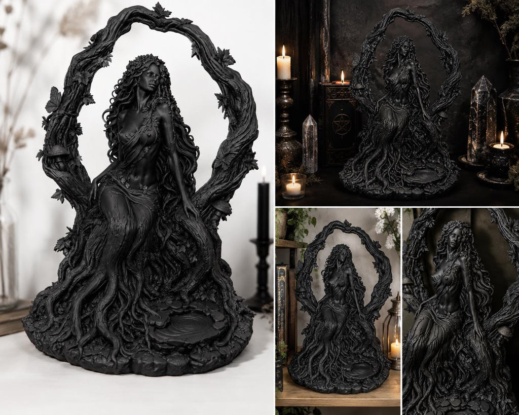 Dryad Forest Goddess Statue, Woodland Tree Spirit Sculpture for Pagan Altar & Gothic Decor — photo 4