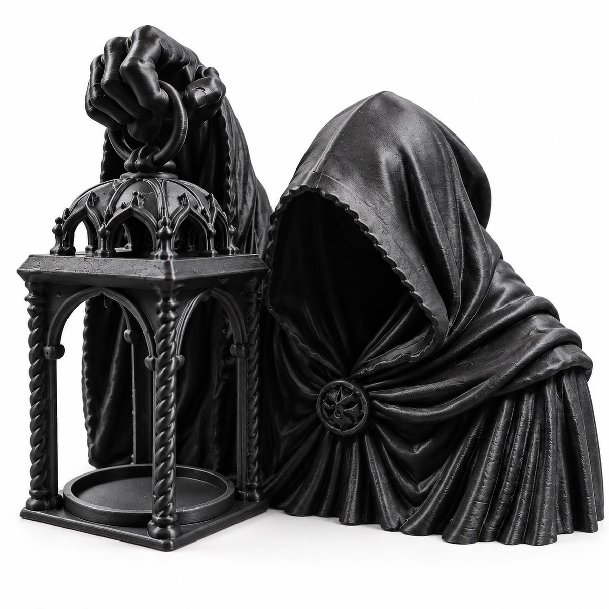 Gothic Hooded Reaper LED Tealight Holder, Black Lantern Halloween Decor — photo 3
