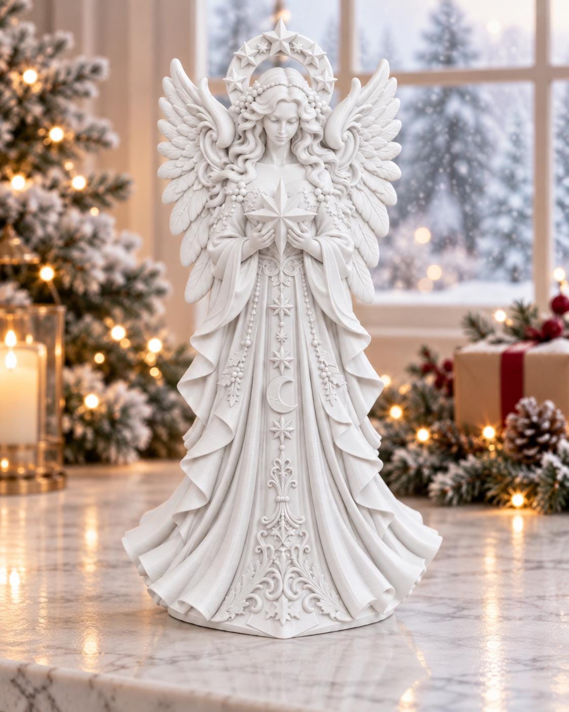 Christmas Angel Statue with Star – Holiday Shelf Figurine — photo 2