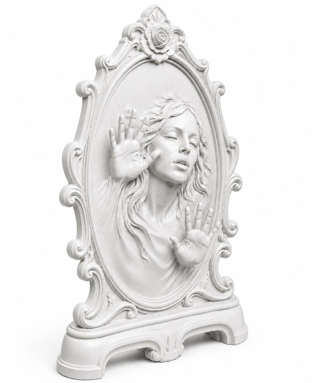 Haunted Mirror Sculpture, Gothic Halloween Decor, Trapped Soul Victorian Statue — photo 5