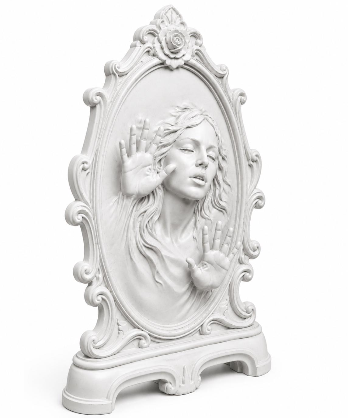 Haunted Mirror Sculpture, Gothic Halloween Decor, Trapped Soul Victorian Statue — photo 5