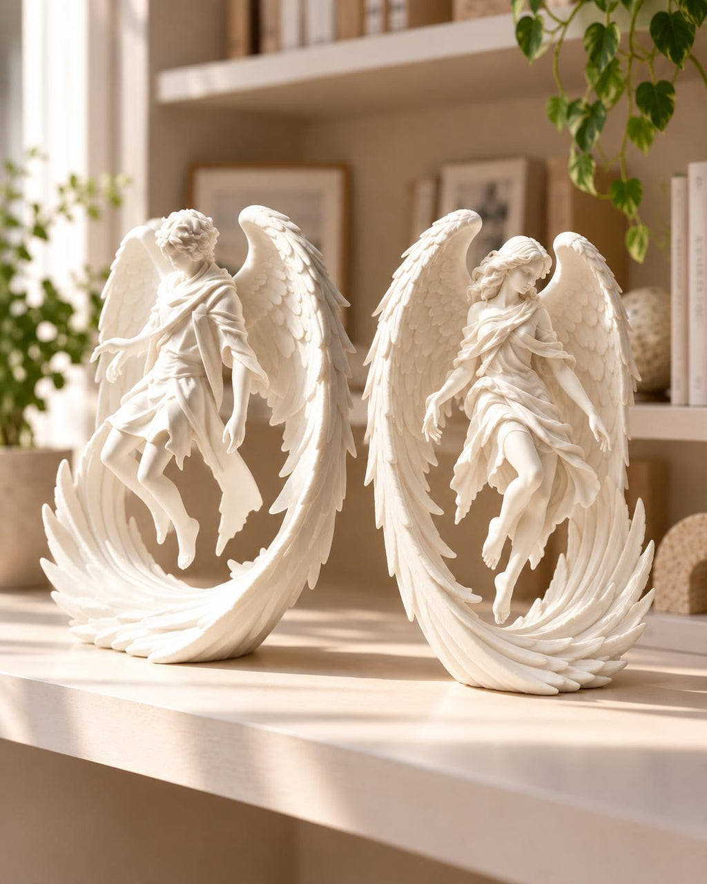 Guardian Angel Sculpture: Male Winged Statue for Celestial Gothic Shelf Decor — photo 5