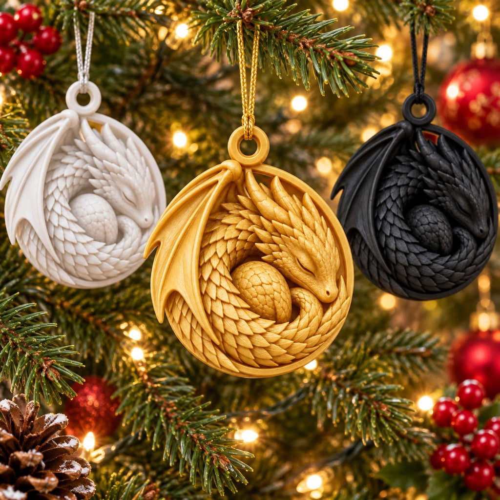 Sleeping Dragon Christmas Ornament, Fantasy Tree Decoration, Dragon Lover Gift