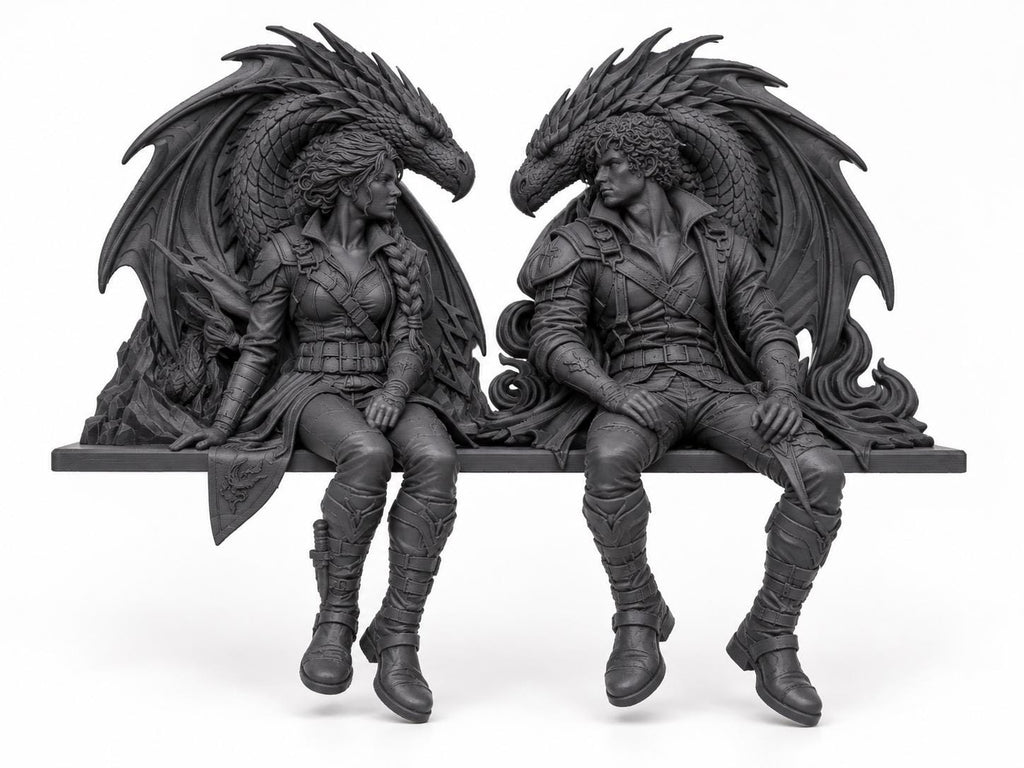 Violet & Xaden Dragon Rider Bookends, Romantasy Shelf Decor — photo 3