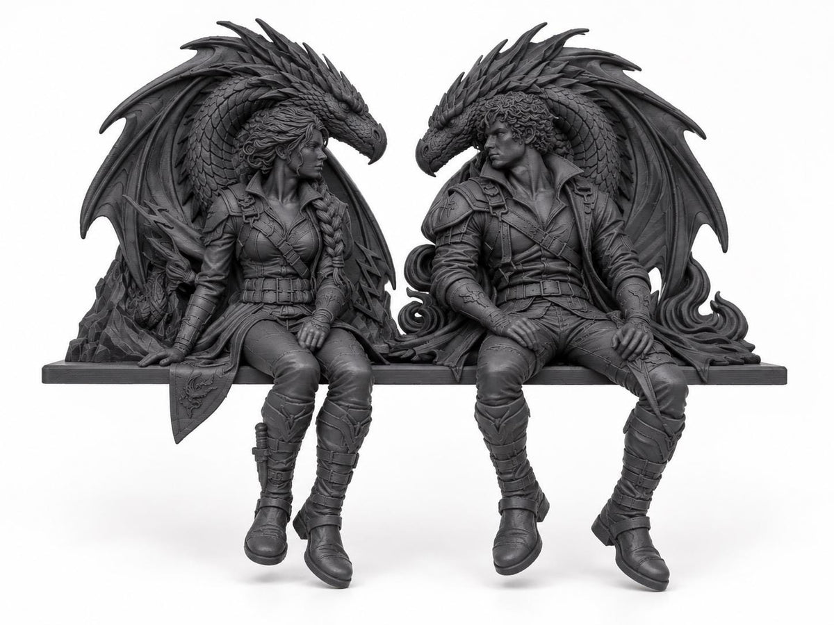 Violet & Xaden Dragon Rider Bookends, Romantasy Shelf Decor — photo 3