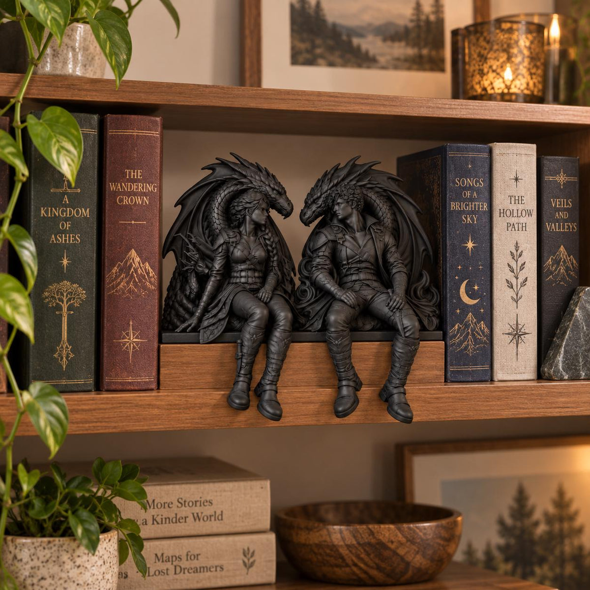 Violet & Xaden Dragon Rider Bookends, Romantasy Shelf Decor — photo 2