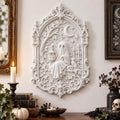 10 Inch White Gothic Ghost Wall Plaque, Victorian Halloween Decor, Spooky Moon Wall Art