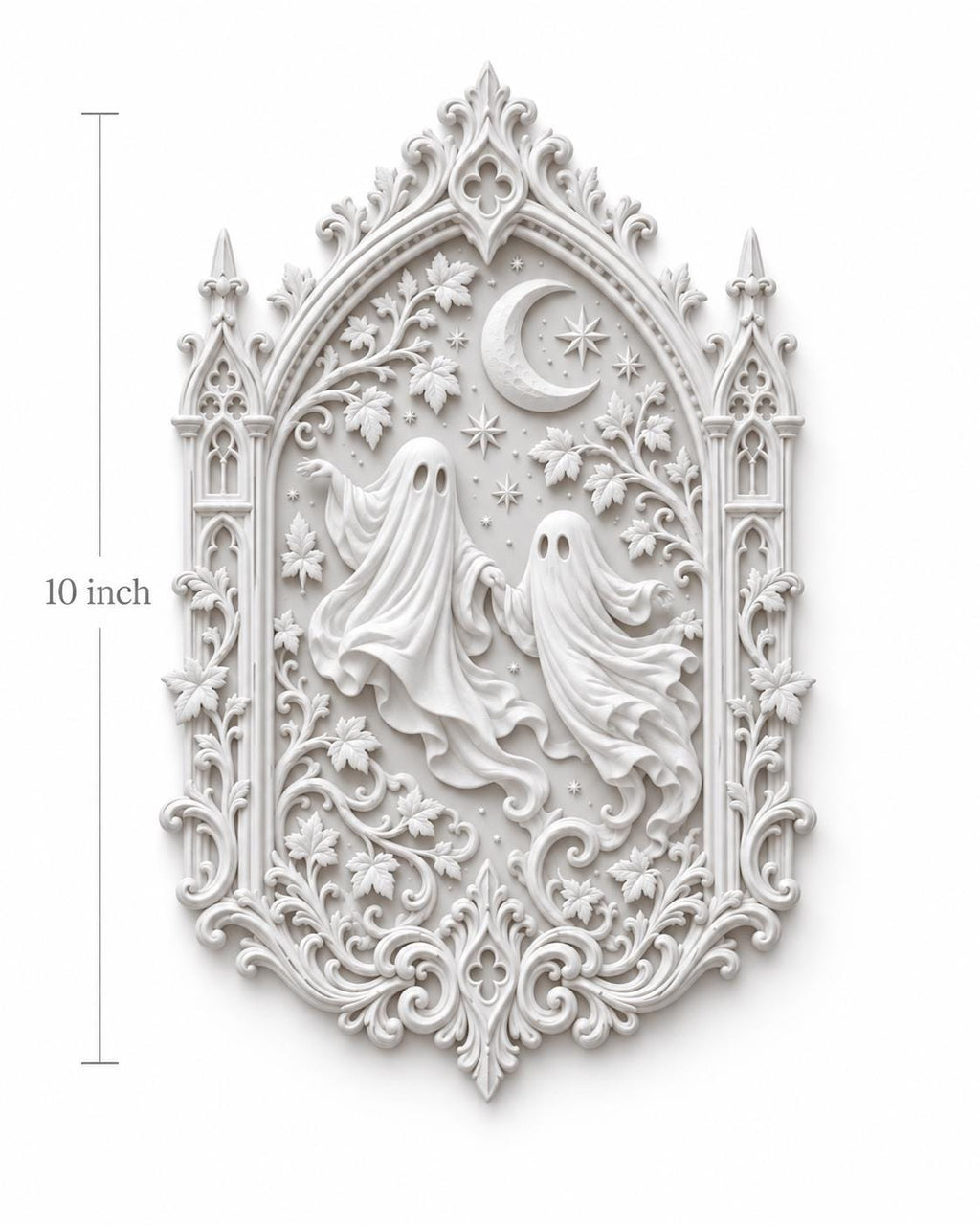 Dancing Ghosts Wall Plaque, Victorian Gothic Decor, Crescent Moon Celestial Wall Art — photo 5