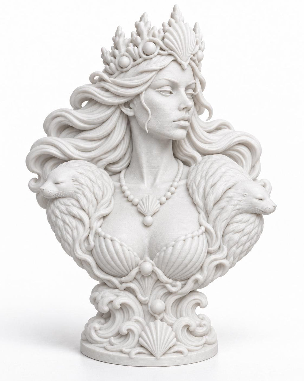 Selkie Queen Bust, Ocean Fantasy Statue, Coastal Gothic Decor — photo 3