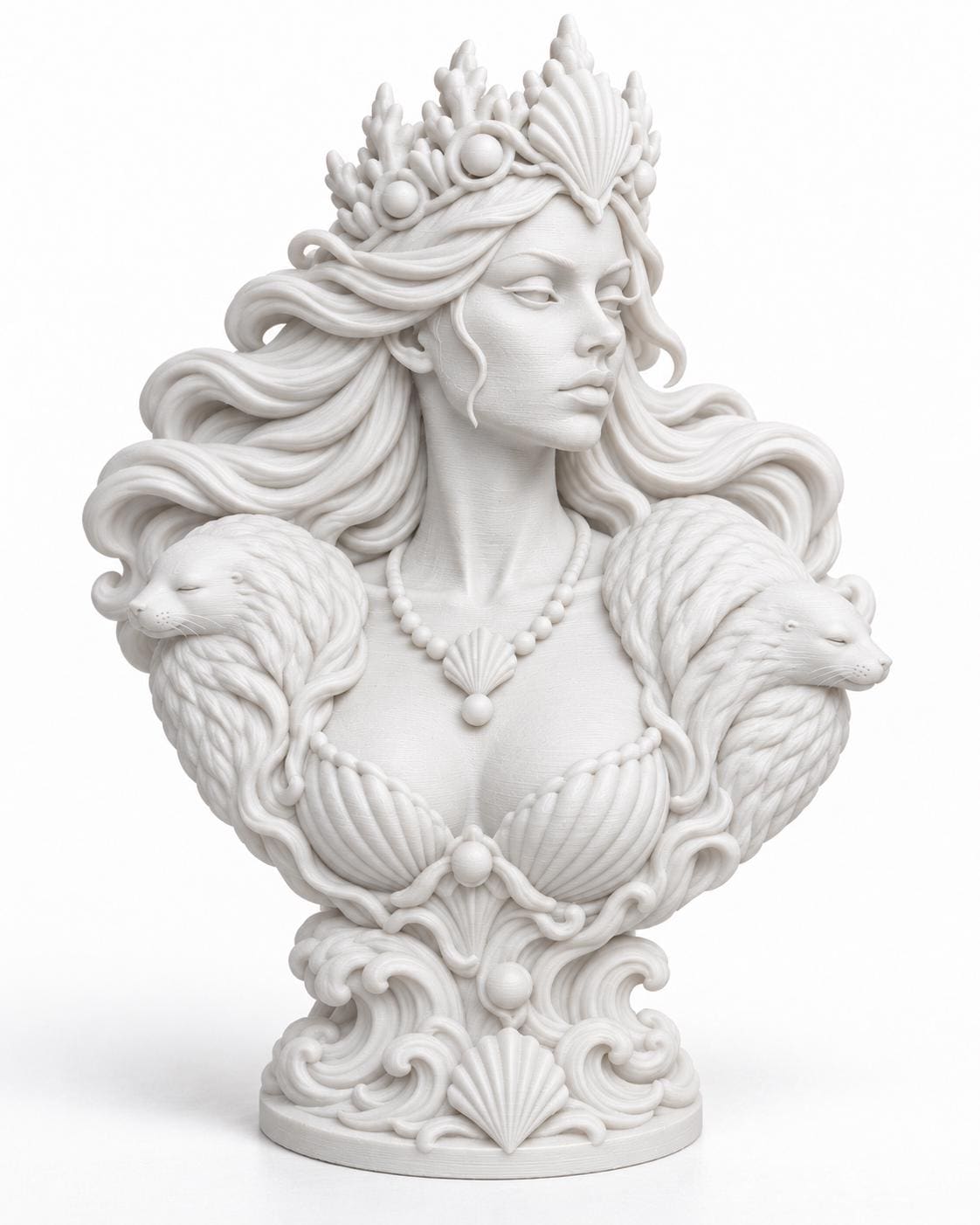 Selkie Queen Bust, Ocean Fantasy Statue, Coastal Gothic Decor — photo 3