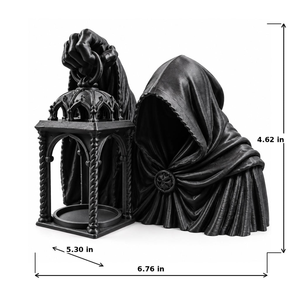 Gothic Hooded Reaper LED Tealight Holder, Black Lantern Halloween Decor — photo 4
