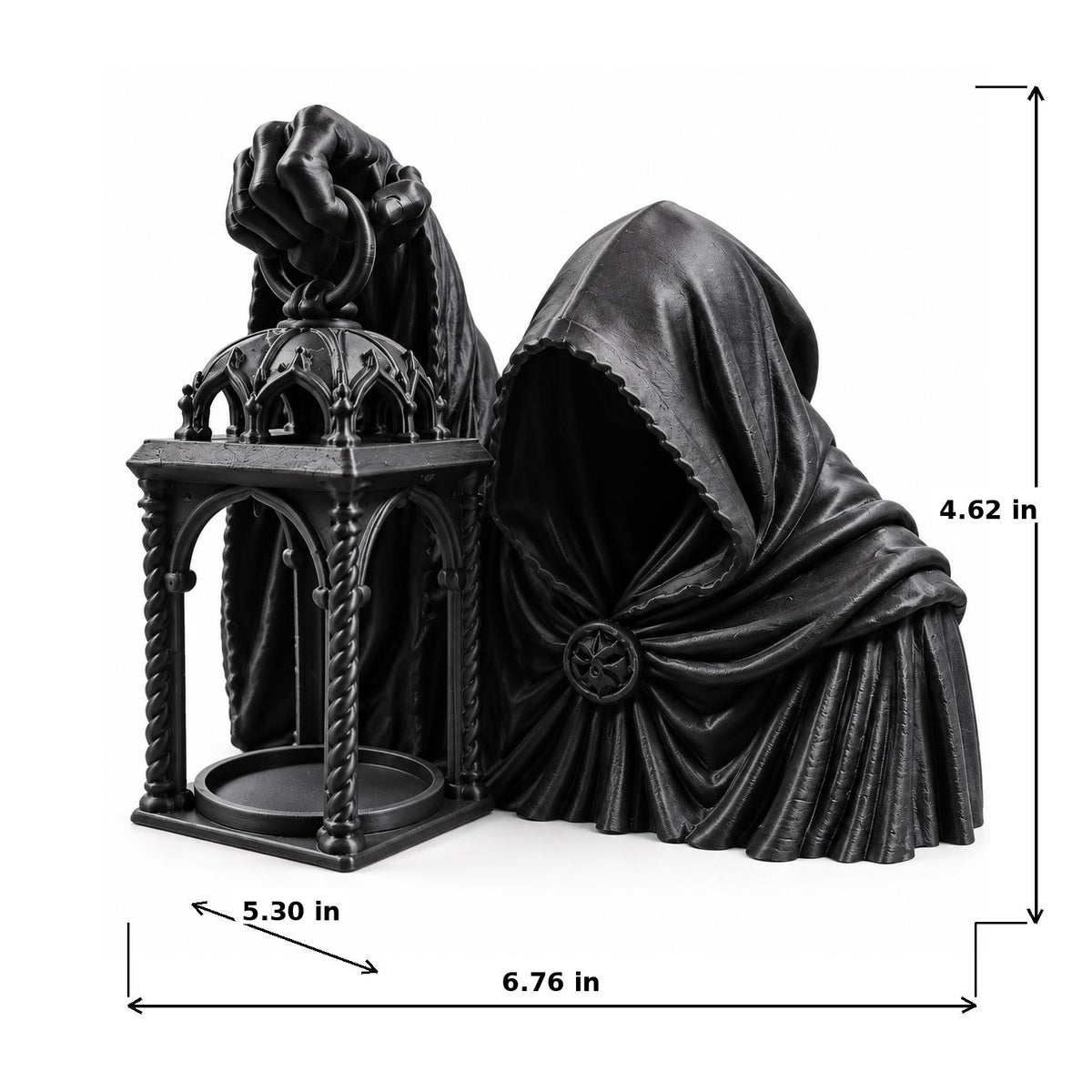 Gothic Hooded Reaper LED Tealight Holder, Black Lantern Halloween Decor — photo 4