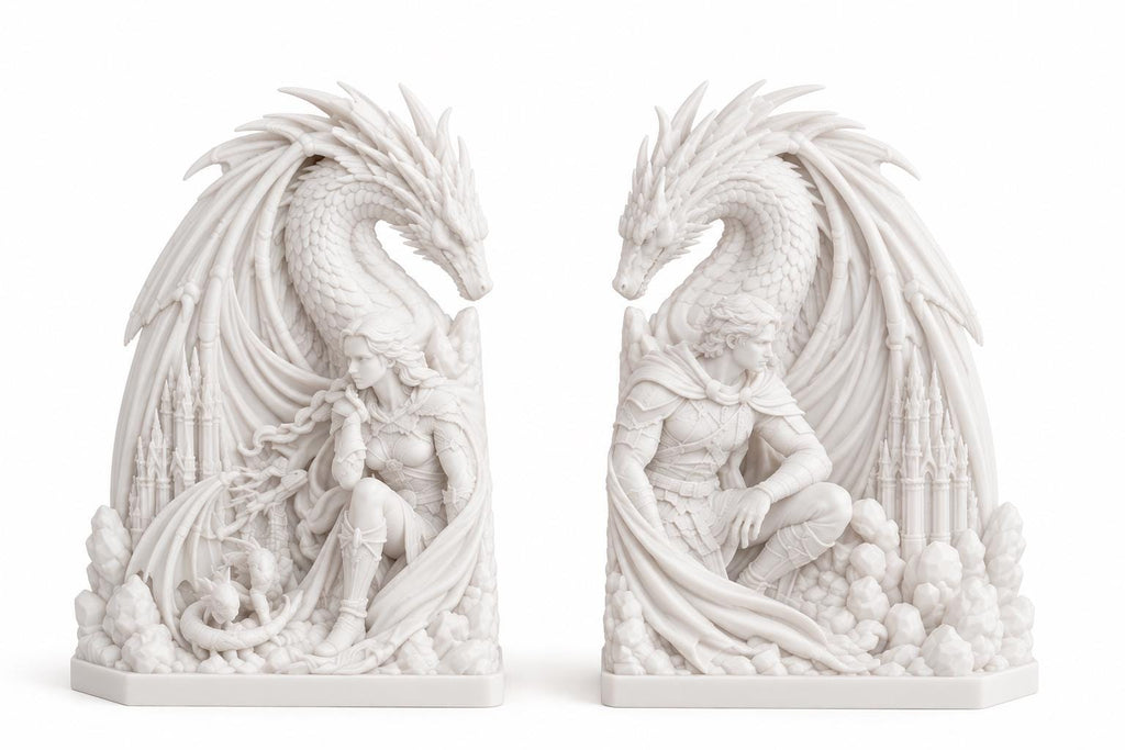 Dragon Bookends Set, Fantasy Bookshelf Decor, Gothic Medieval Book Ends, Romantasy Book Lover Gift — photo 3