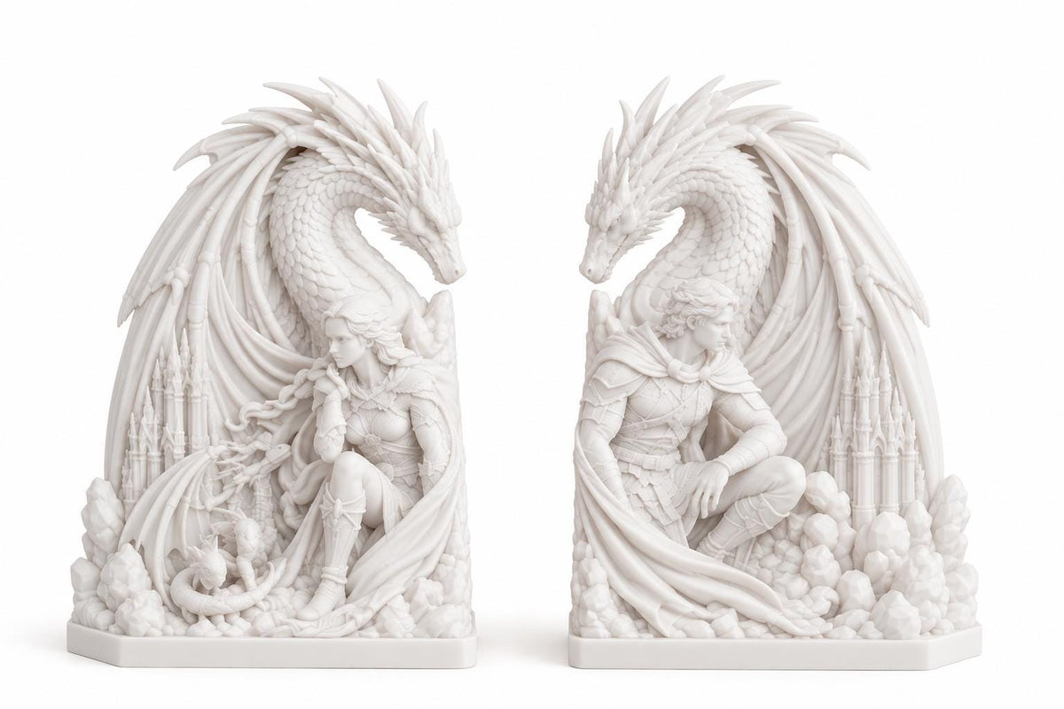 Dragon Bookends Set, Fantasy Bookshelf Decor, Gothic Medieval Book Ends, Romantasy Book Lover Gift — photo 3