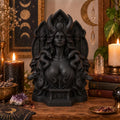 Hecate Altar Statue – Black Triple Moon Goddess Bust with Snakes and Hounds