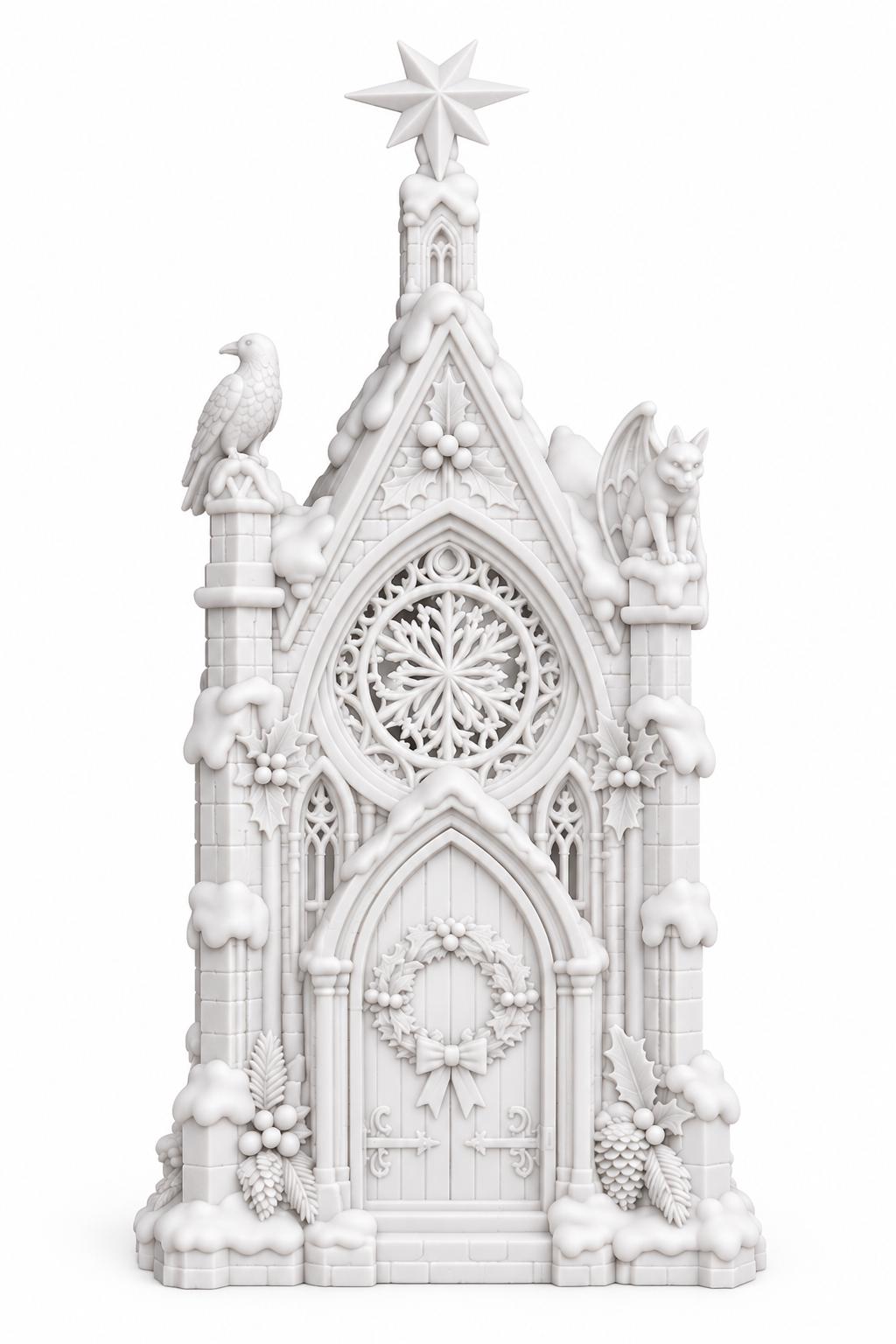 Gothic Christmas Church Lantern, Snowy Village Chapel, LED Tealight Holder — photo 4