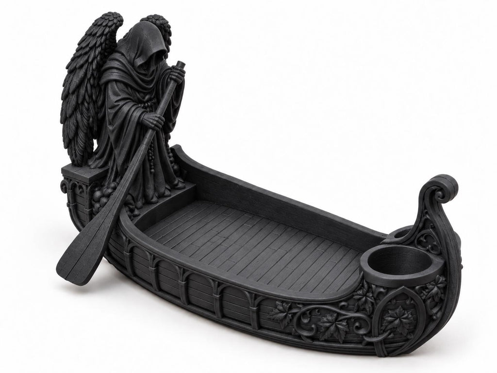 Black Gothic Reaper Catchall Tray with Tealight Holder, 10 Inch Entryway Organizer — photo 4