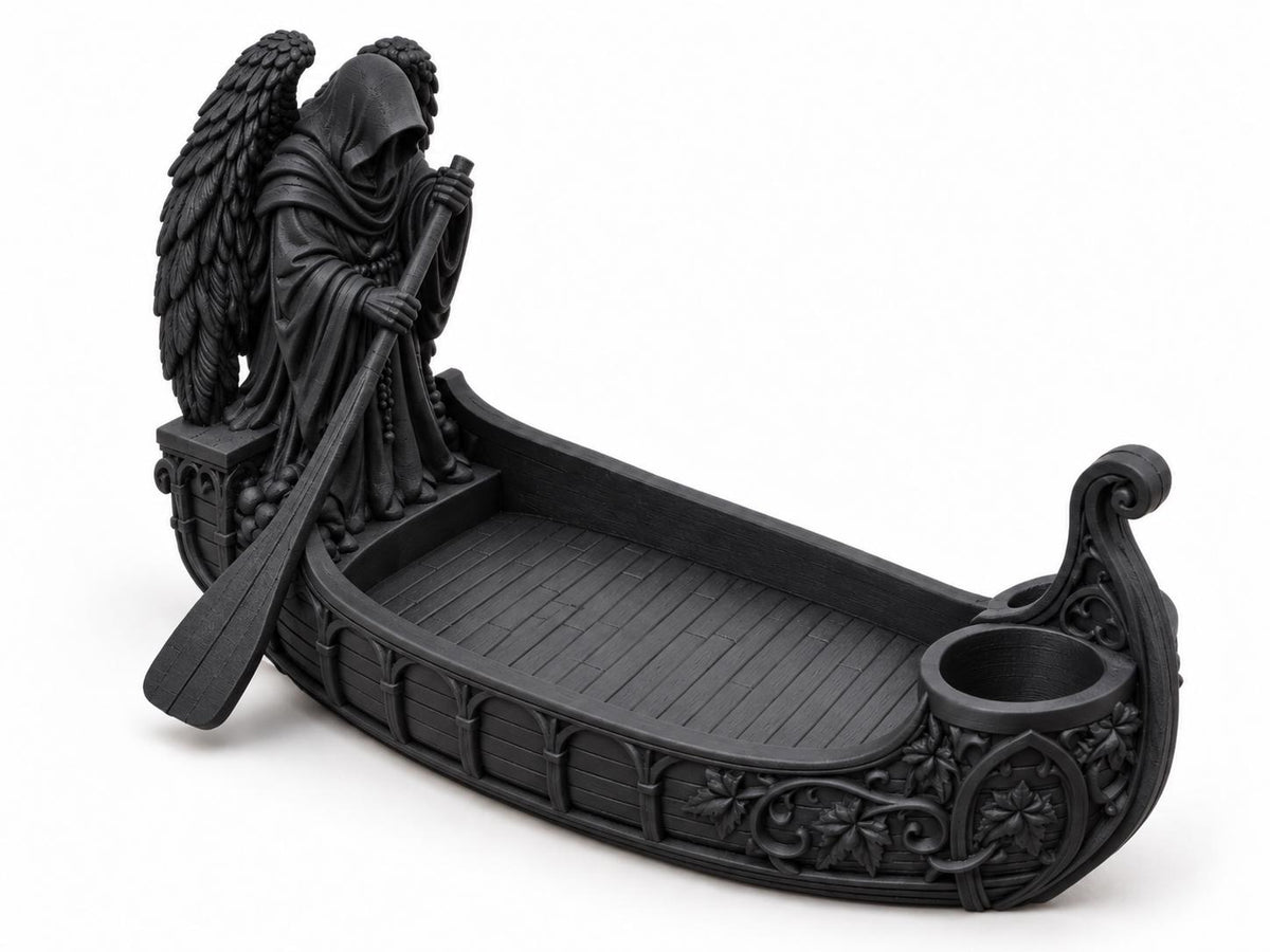 Black Gothic Reaper Catchall Tray with Tealight Holder, 10 Inch Entryway Organizer — photo 4