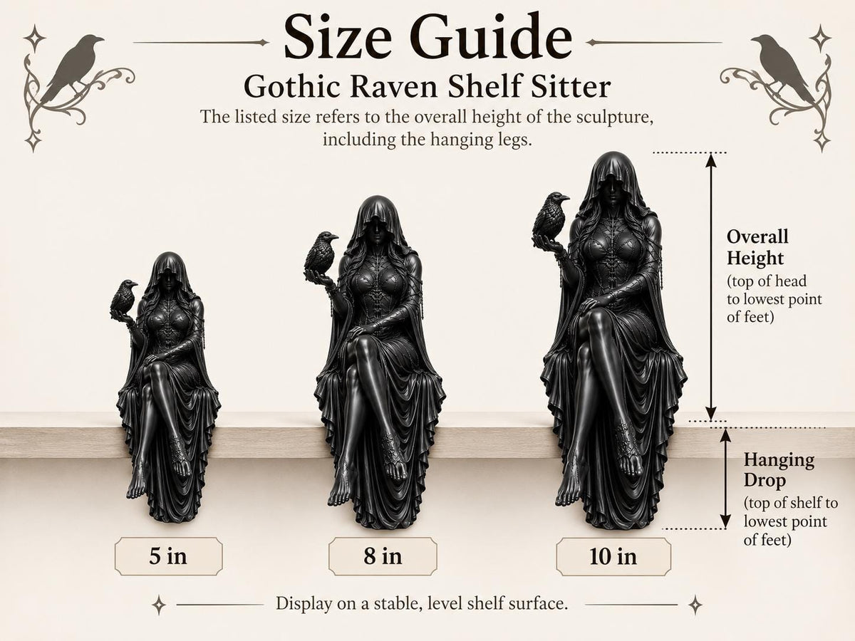 Gothic Raven Shelf Sitter – Dark Feminine Bookshelf Statue — photo 4