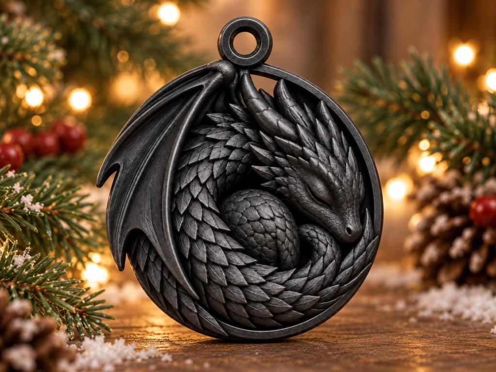 Sleeping Dragon Christmas Ornament, Fantasy Tree Decoration, Dragon Lover Gift — photo 2
