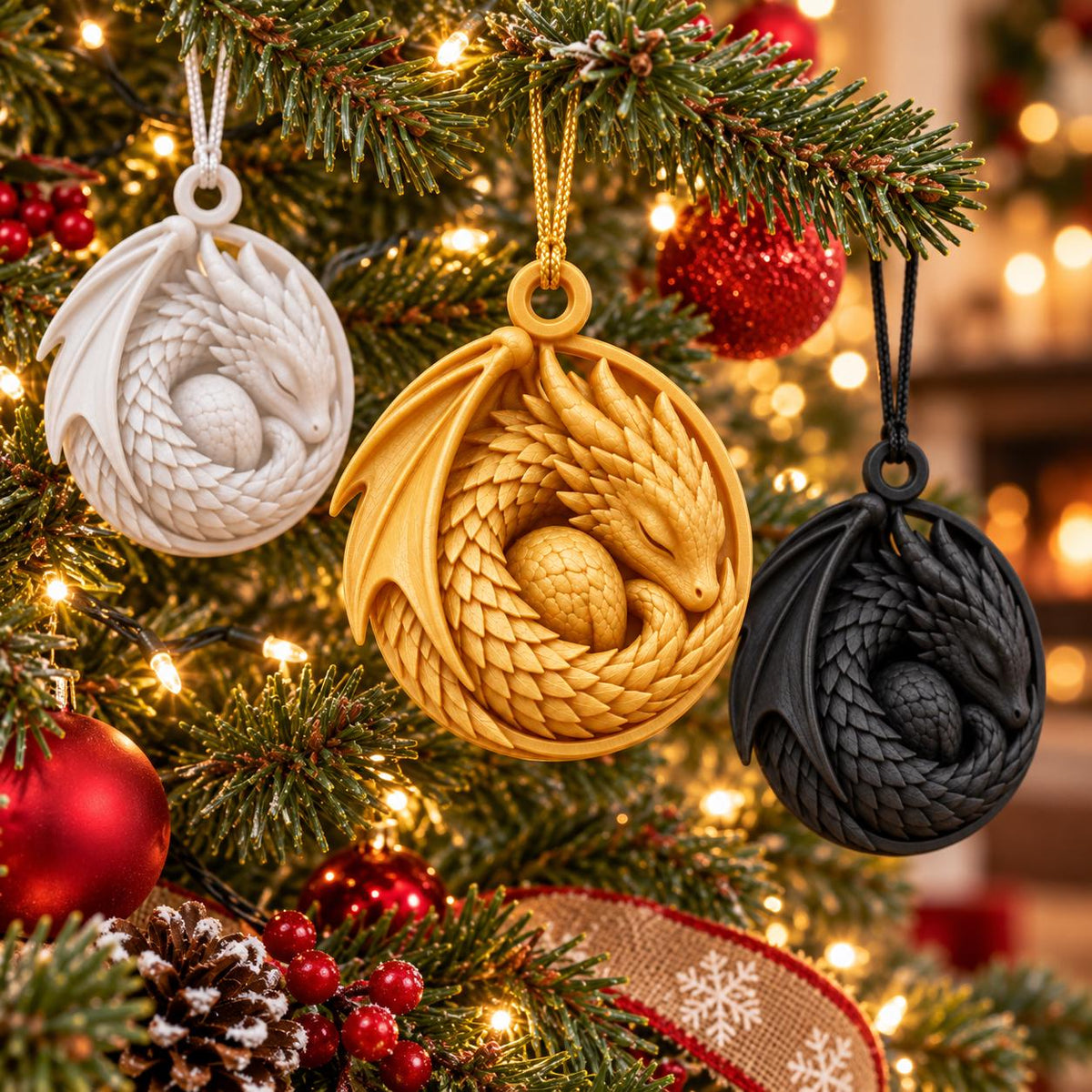 Sleeping Dragon Christmas Ornament, Fantasy Tree Decoration, Dragon Lover Gift — photo 3