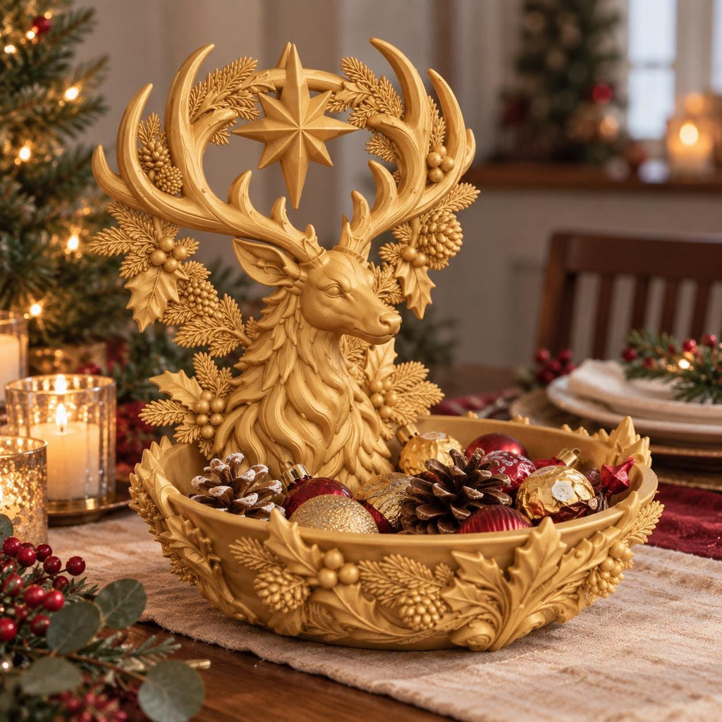Reindeer Christmas Centerpiece Bowl – Woodland Table Decor — photo 4