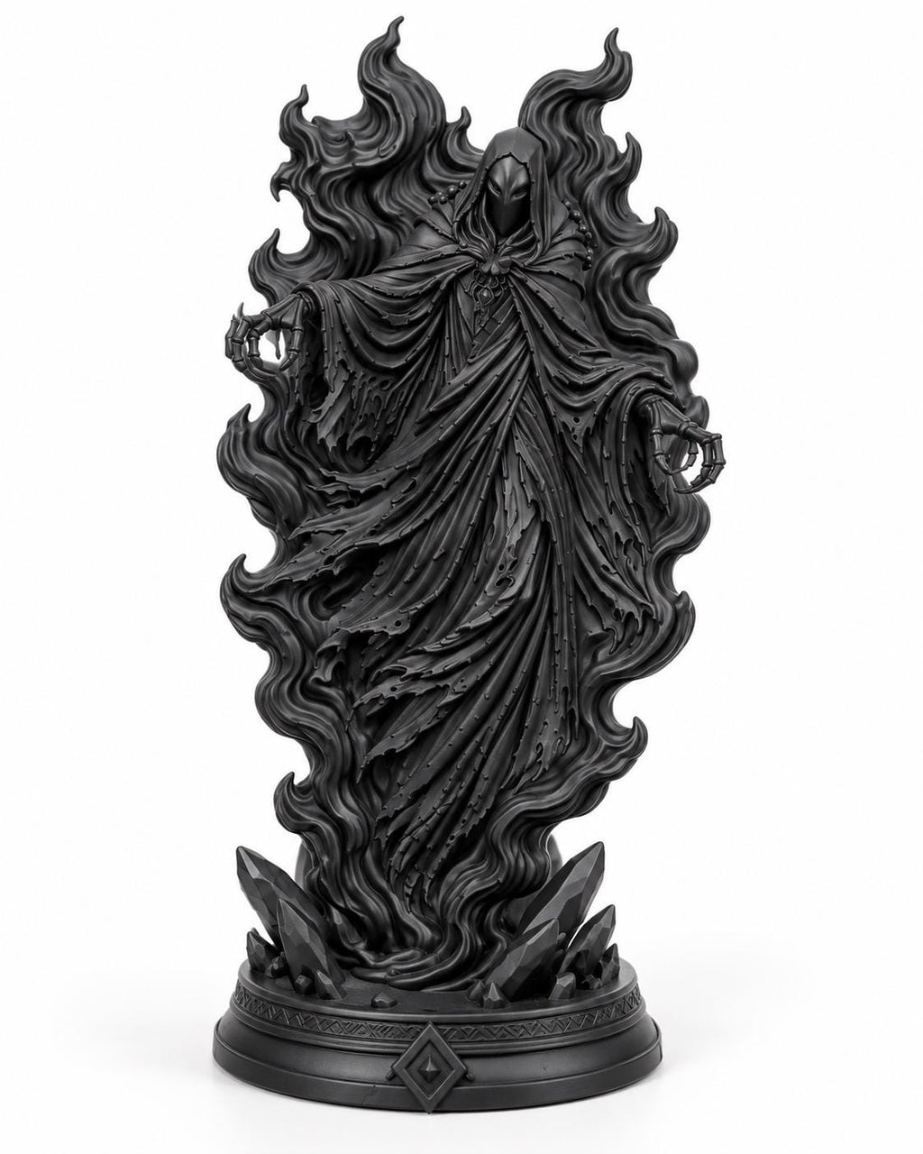 Black Hooded Wraith Statue, Gothic Dark Fantasy Sculpture, Horror Shelf Decor — photo 2